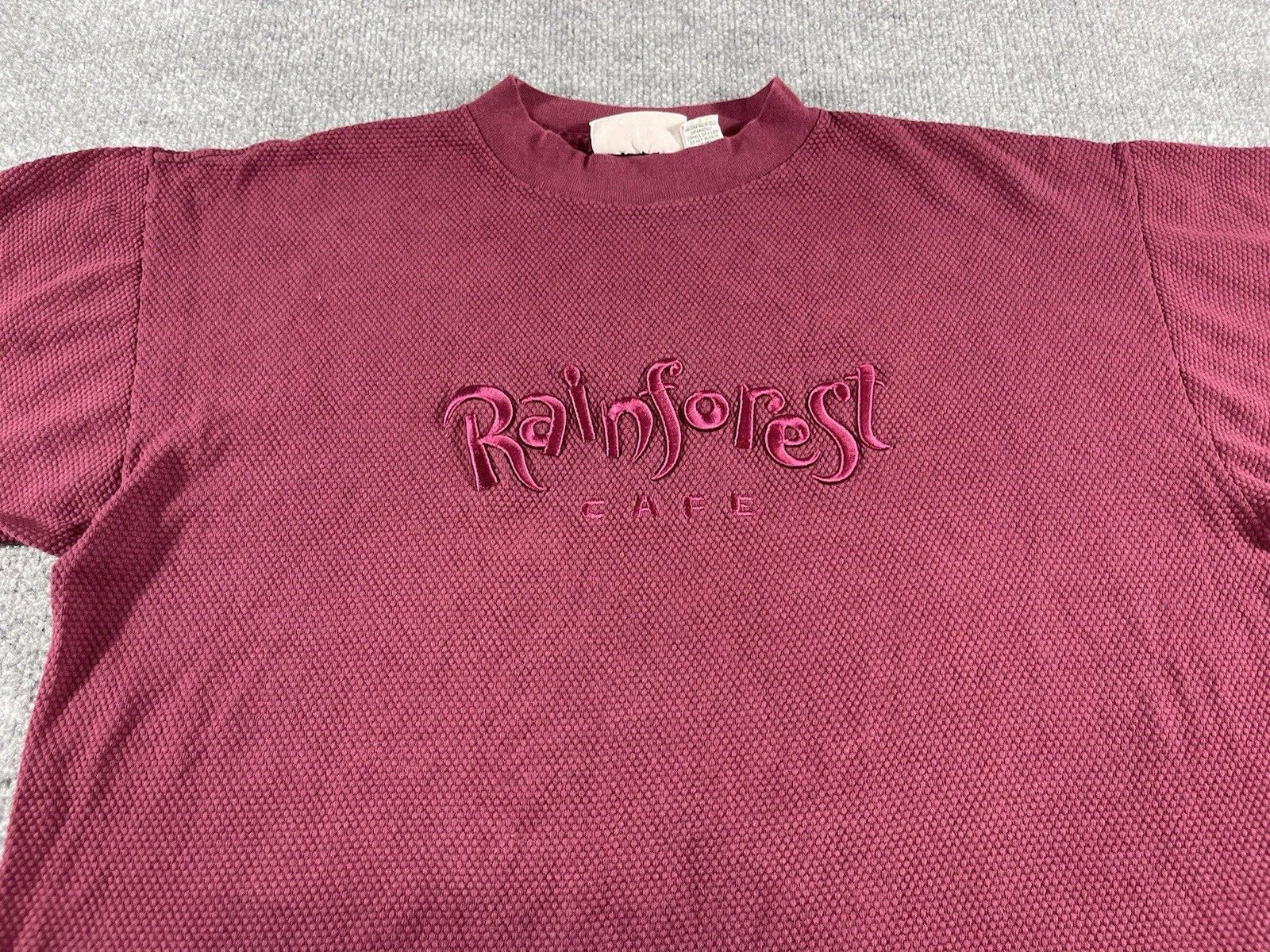 Vintage Rainforest Cafe Shirt Mens Red Short Sleeves Size Large Crew Neck Cotton gallery