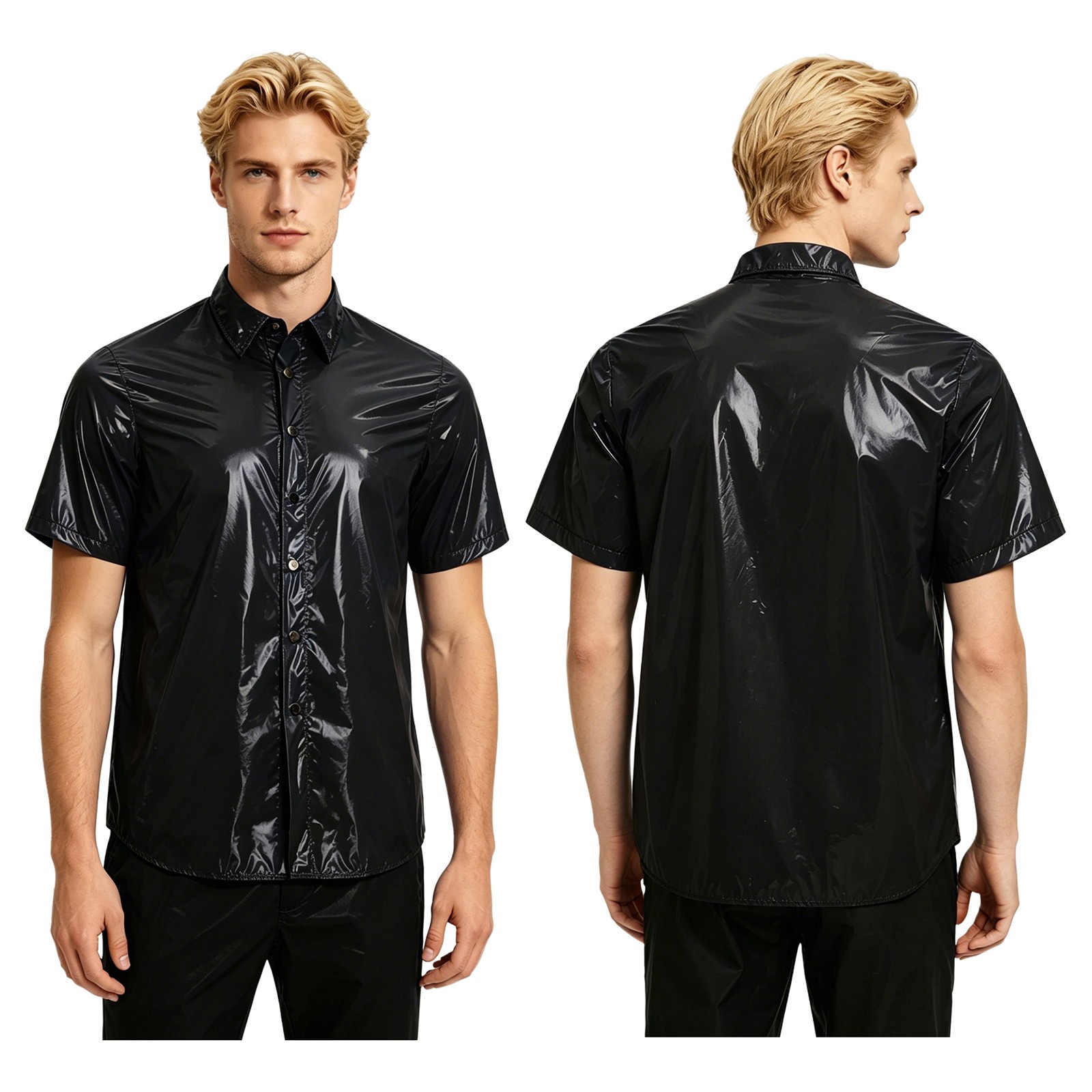US Men Leak Proof Button Down Quick-drying Soft Lightweight Sleeve Solid Colour gallery