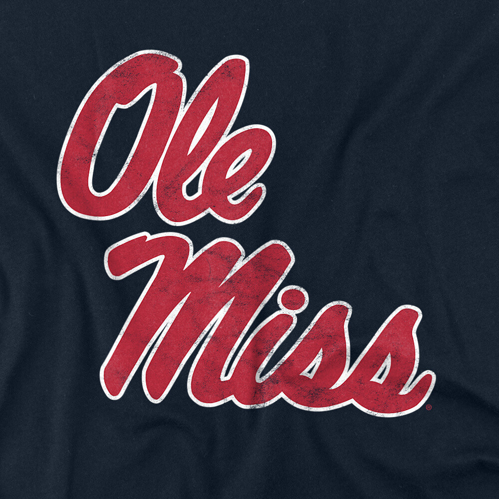 Ole Miss Rebels Adult T-Shirt Official Distressed , Navy S-5XL gallery