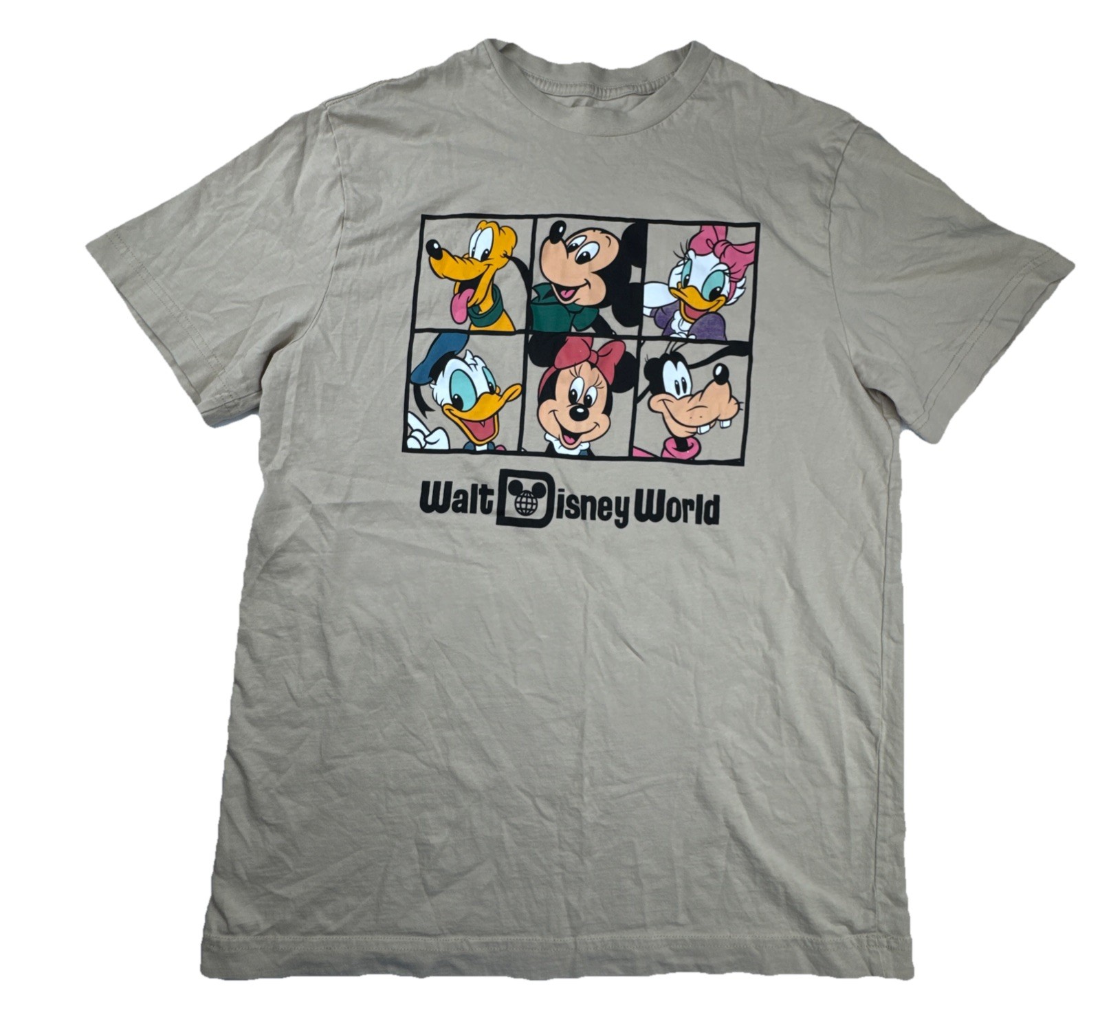 Disney Mens T-Shirt Medium Tan Cotton Walt Disney World Mickey Mouse Graphic Tee gallery