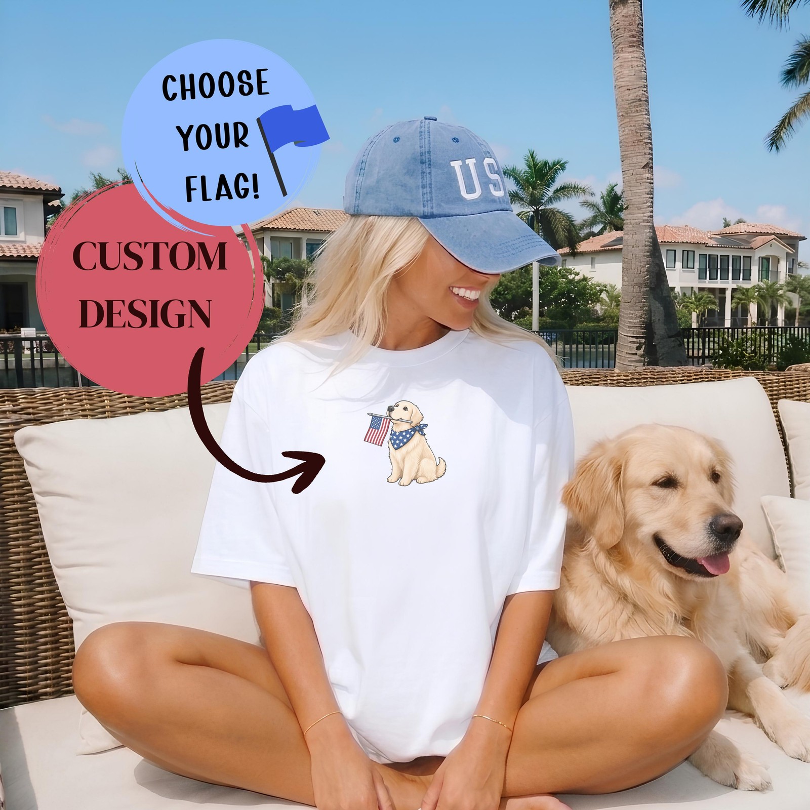 Custom Dog Portrait Vintage Retro Shirt 4th July Pet Photo Patriotic Gift Tee gallery