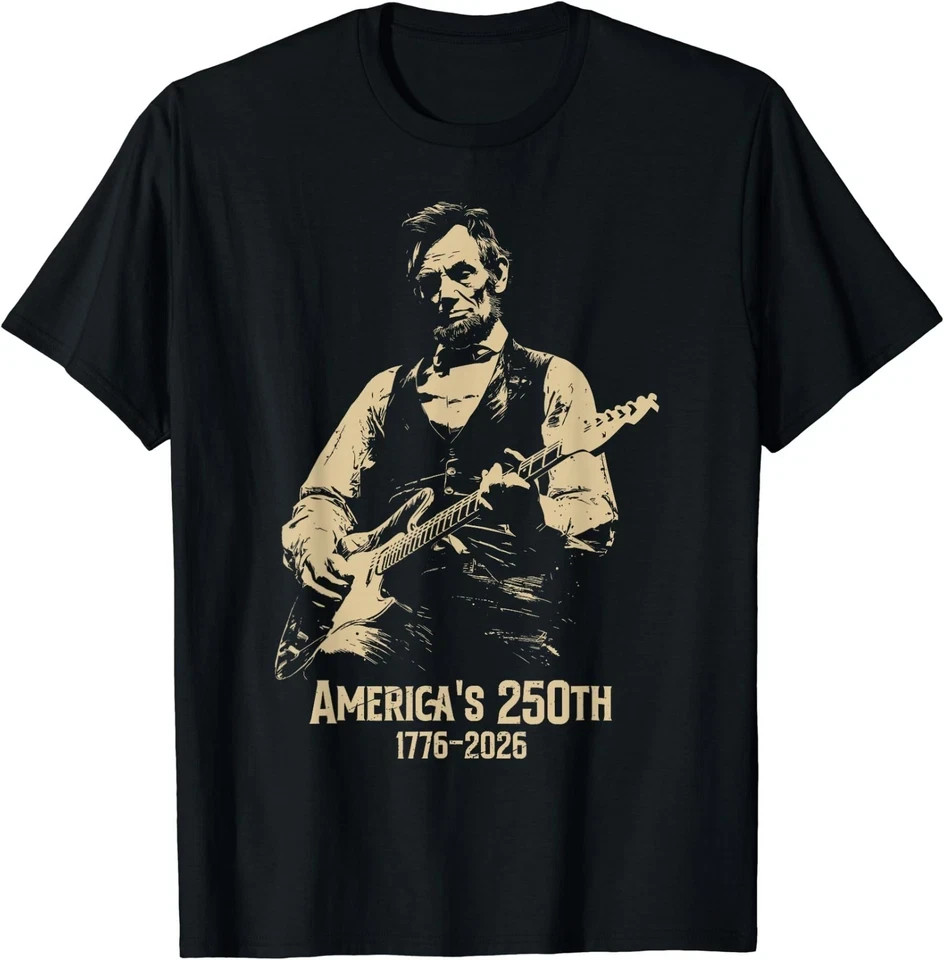 Abraham Lincoln Playing Guitar 4th July 250th Anniversary T-Shirt gallery