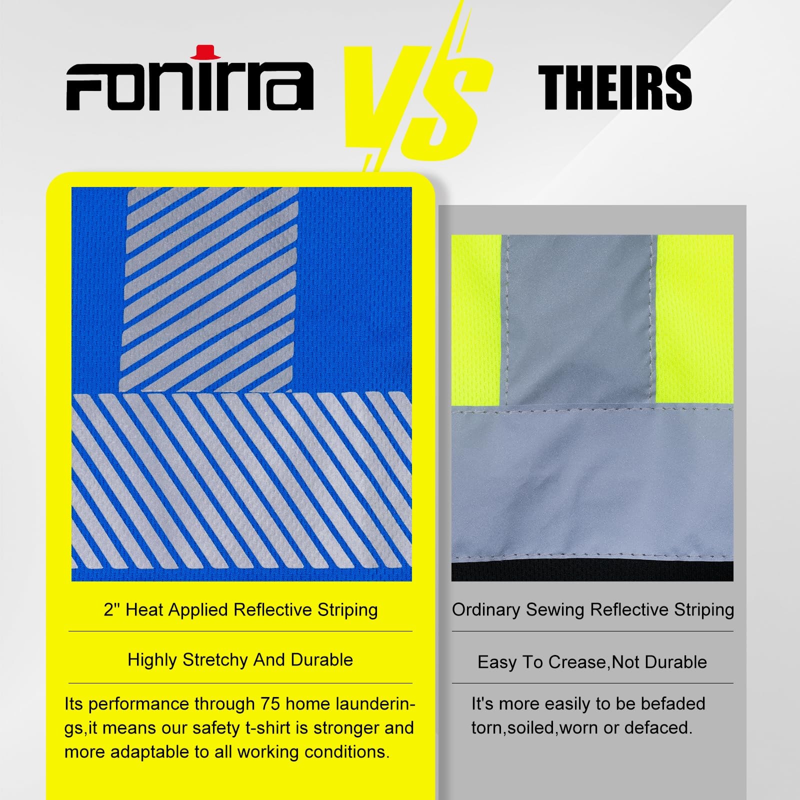 FONIRRA Safety Reflective High Visibility T Shirts for Men with Long Sleeve gallery