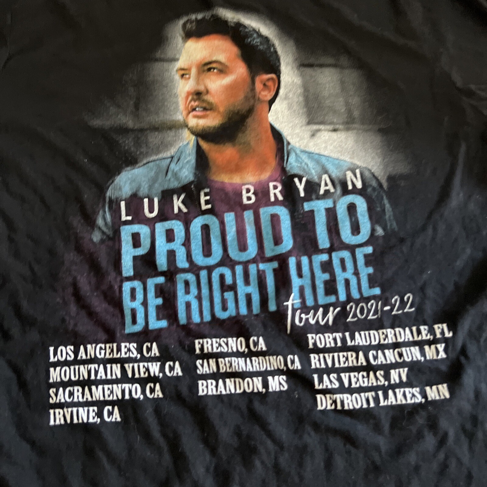 Luke Bryan Proud To Be Right Here Tour 2021 T-Shirt Size Large L Double Sided gallery