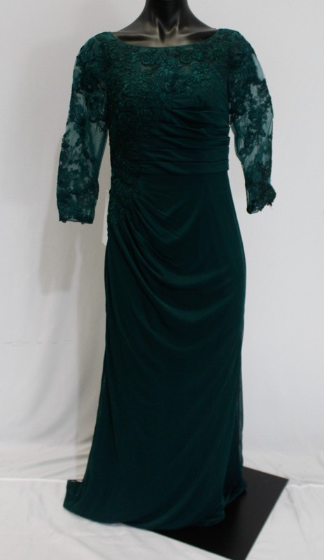 Azazie Alisondra Women’s Sheath Scoop Lace Maxi Dress EH6 Pine Size A6
