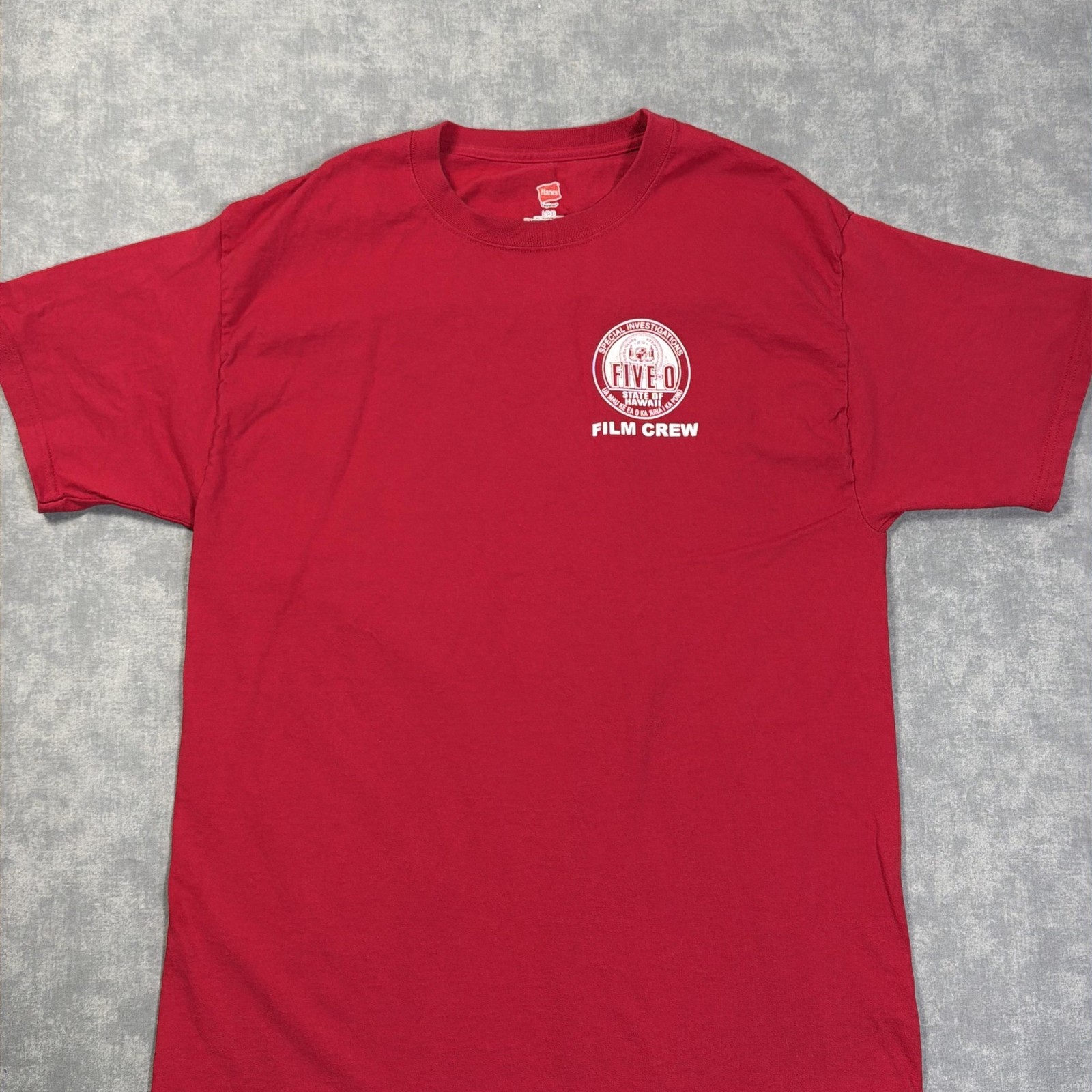 Hanes Shirt Mens L Red Hawaii Five-0 Film Crew Graphic Tee Tagless TV Show