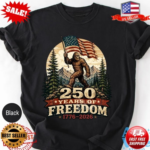Vintage Bigfoot Patriotic 250 Years Shirt| 1776-2026 T-Shirt | S-5XL multicolor gallery