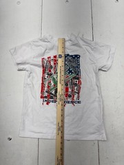 Brooklyn Vertical White American Flag Graphic Print Short Sleeve Shirt Mens Sz L