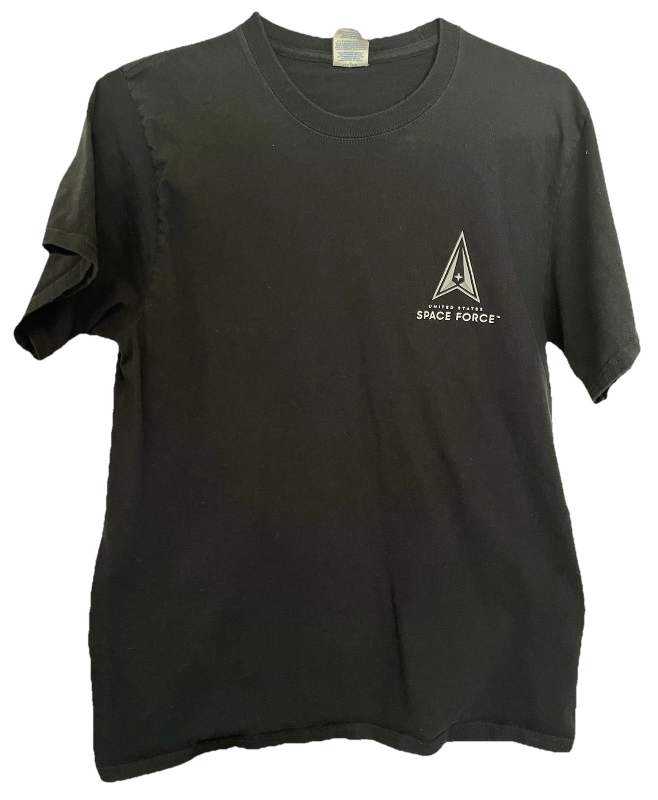 US Air Force Space Force T-shirt Men’s Medium Black W/ Grey Chevron Logo gallery