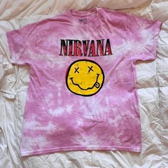 Nirvana smiley graphic band tee sz L cotton tie dye crew neck grunge casual emo