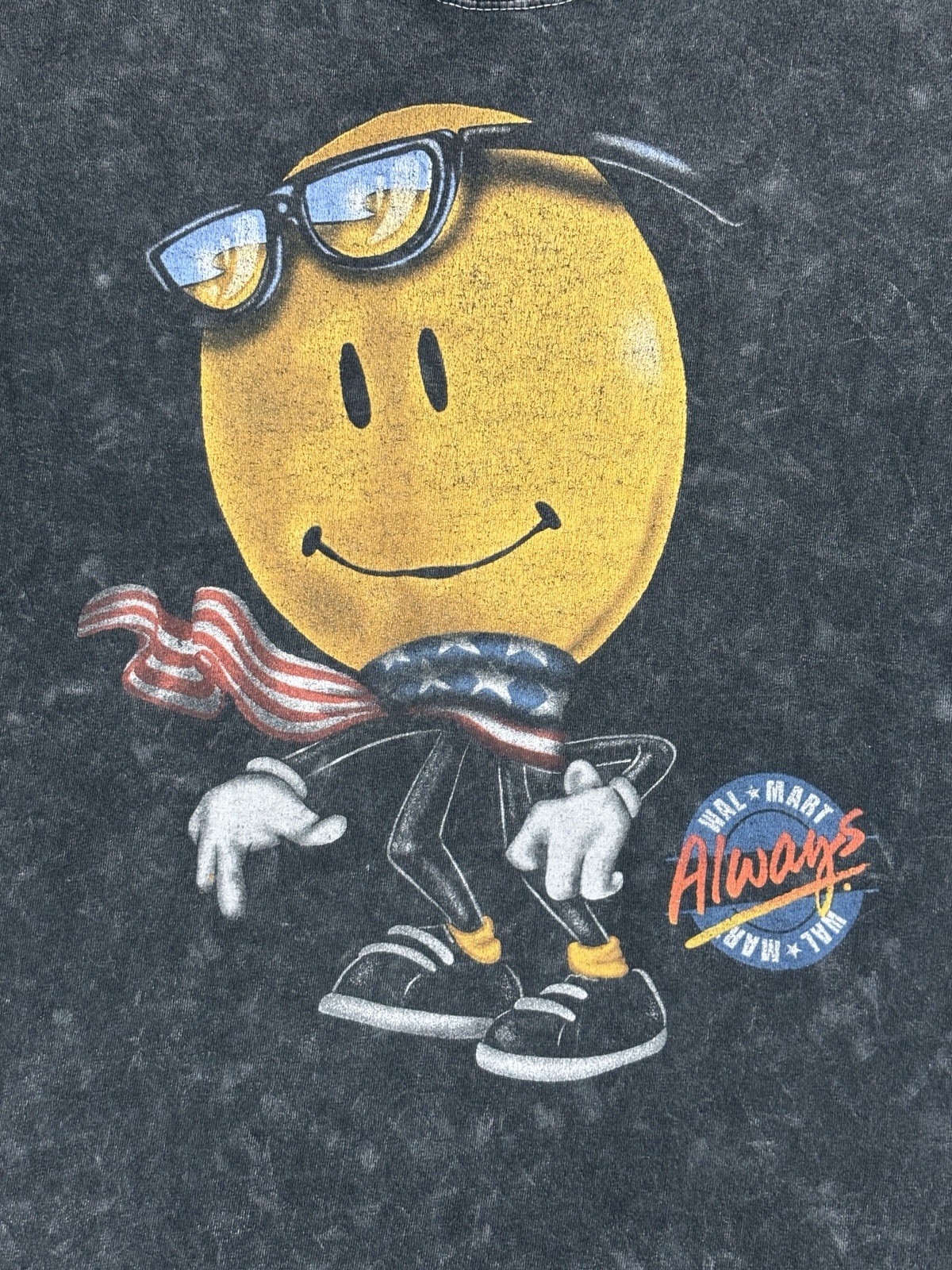 Fifth Sun Walmart Smiley Face Always Graphic T-Shirt Black Mineral Wash Large gallery