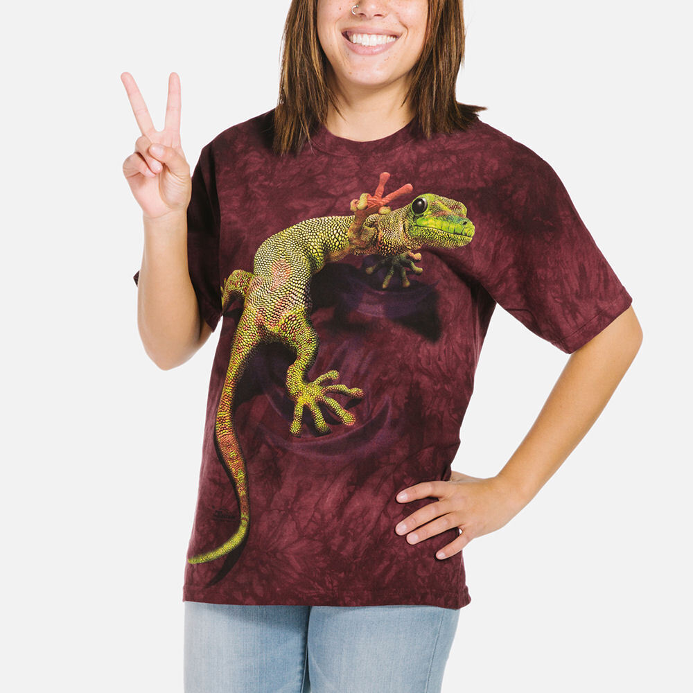 Peace Gecko Lizard Frog Amphibian Reptile Red Cotton Mountain T-Shirt S-XL gallery