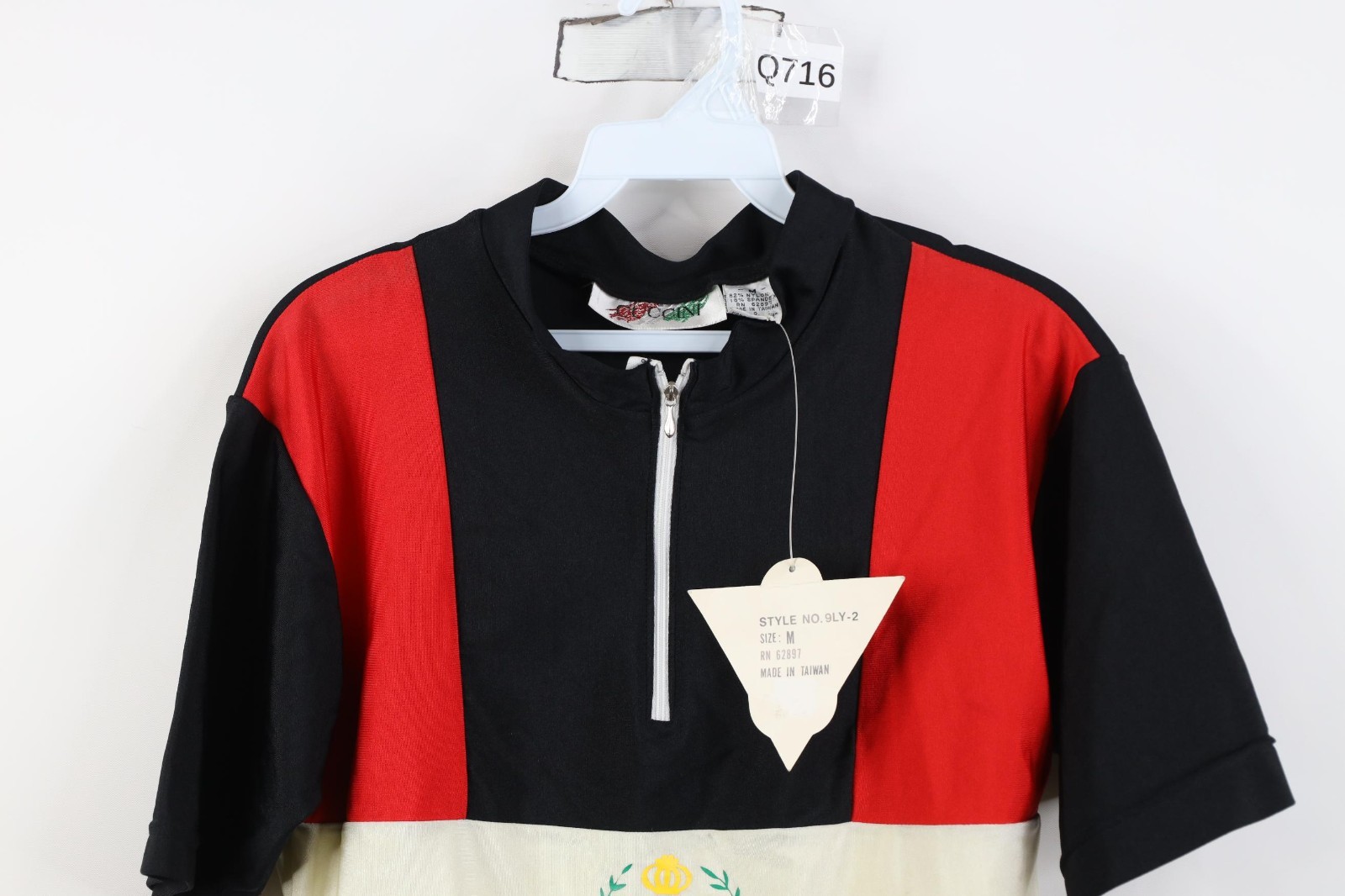 Deadstock Vintage 80s 90s Mens Medium Color Block 1/4 Zip Bicycle Cycling Jersey gallery