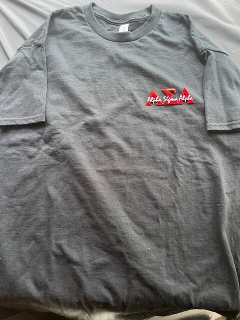 Alpha Sigma Alpha Black T Shirt w/Embroidered Letters sz 2XL gallery