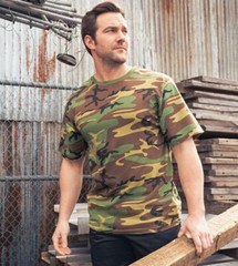 Solid & Camo Full Comfort Fit T-Shirt Polyester Cotton Everyday Soft Army Tee