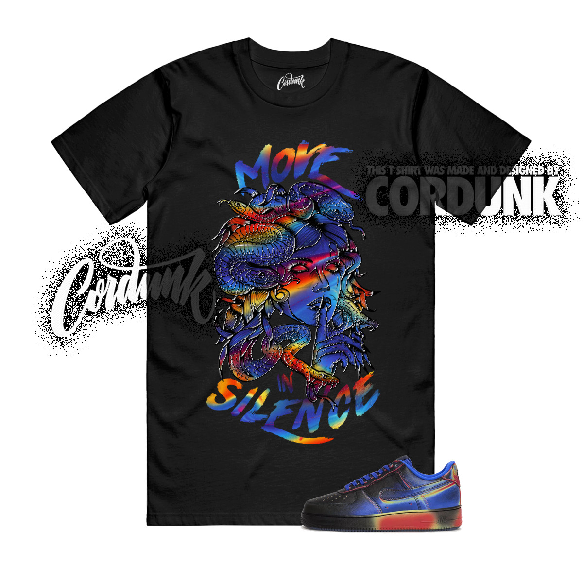 Air Force 1 Low Retro Heat Map Black Racer Blue T Shirt Match MIS