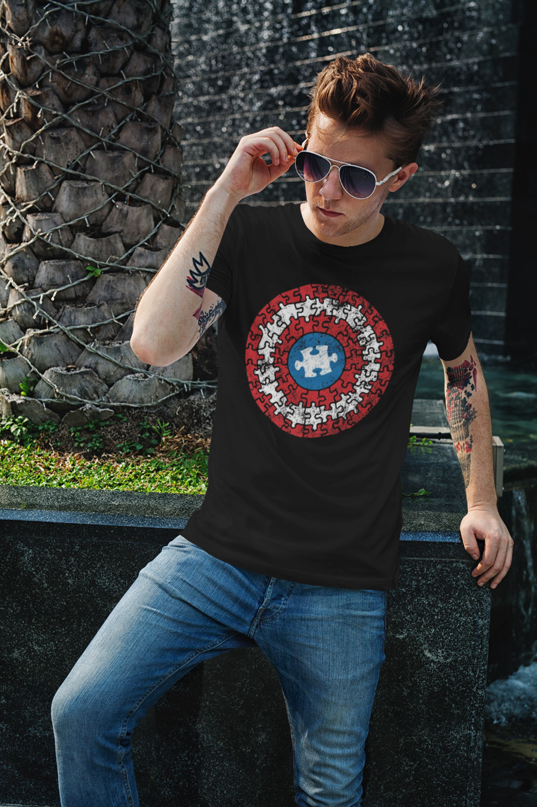 Captain America Autism Awareness T-Shirt Cotton Unisex Adult Puzzle Marvel New gallery