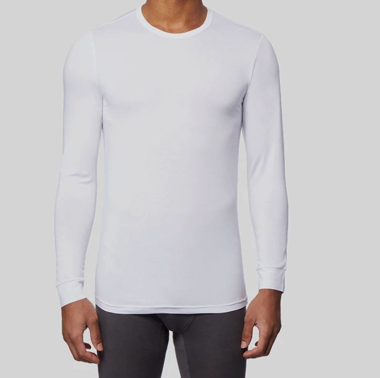 32 Degrees Heat Men’s White Long Sleeve Stretch Crew Neck Solid Shirt Size L