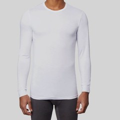 32 Degrees Heat Men’s White Long Sleeve Stretch Crew Neck Solid Shirt Size L