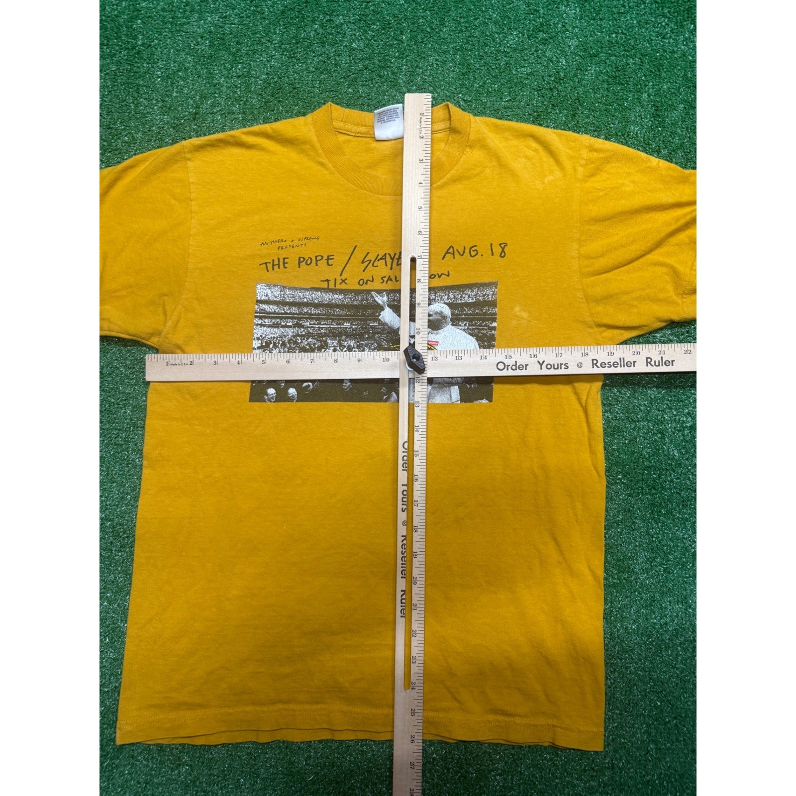Supreme Antihero Pope Slayer Tee Mustard Yellow Mens Medium SS16 Graphic T-Shirt gallery