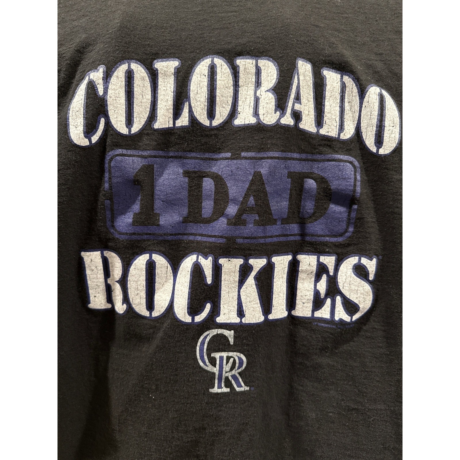 MLB Colorado Rockies 1 Dad T-Shirt Mens XL Black Short Sleeve Baseball Graphic gallery