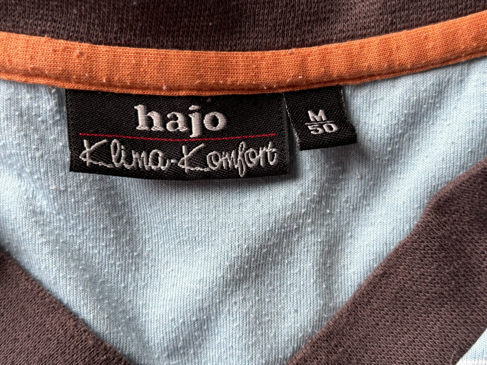 Hajo Klima Komfort Blue White Orange Gray Short Sleeve T-Shirt Men's Size Medium gallery