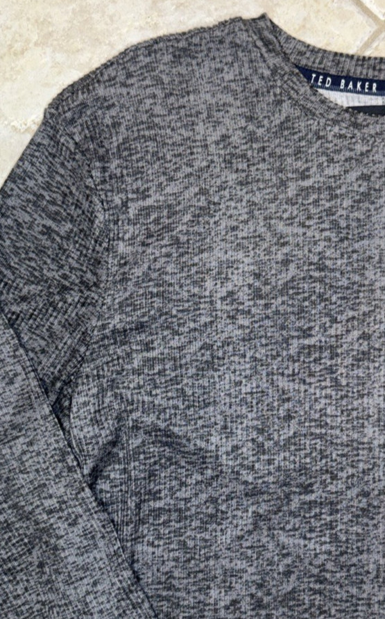 Ted Baker London L/S Rib Crew Loungewear Tee Shirt Mens L Grey Heather NWT gallery