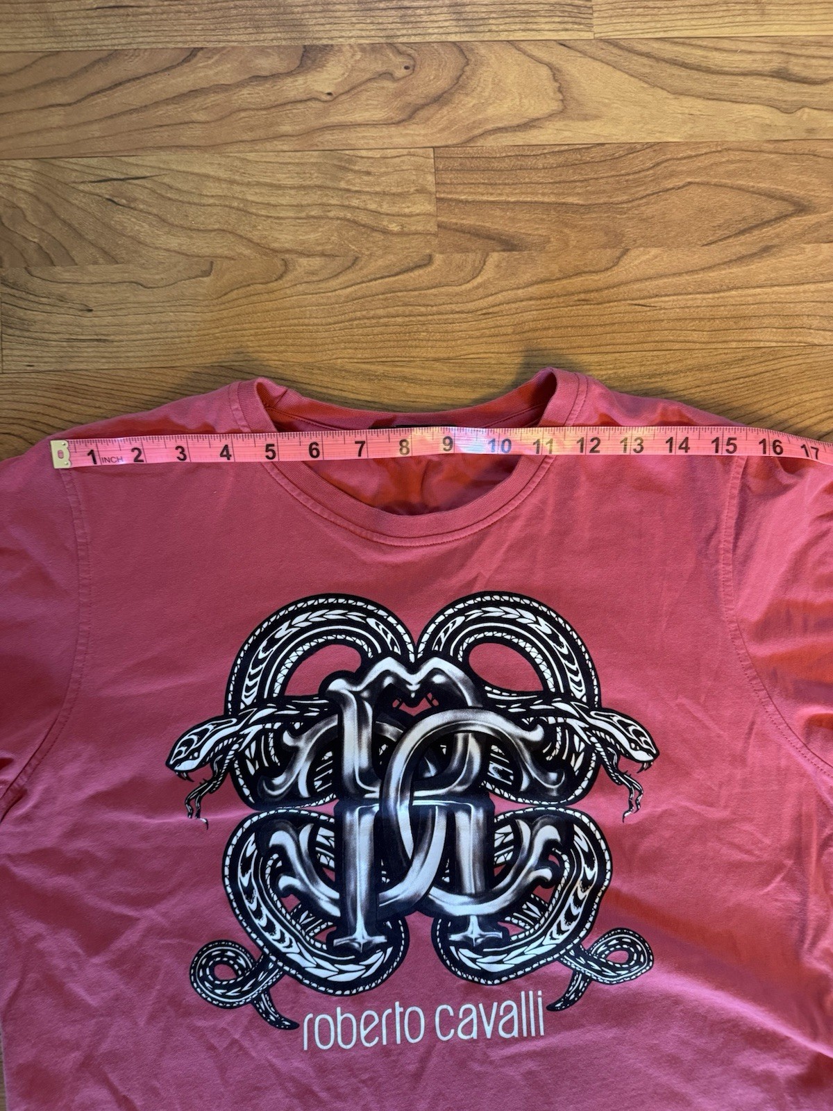 Roberto Cavalli Men’s Red Snake Logo Graphic Print Crew Neck T-Shirt Sz M gallery