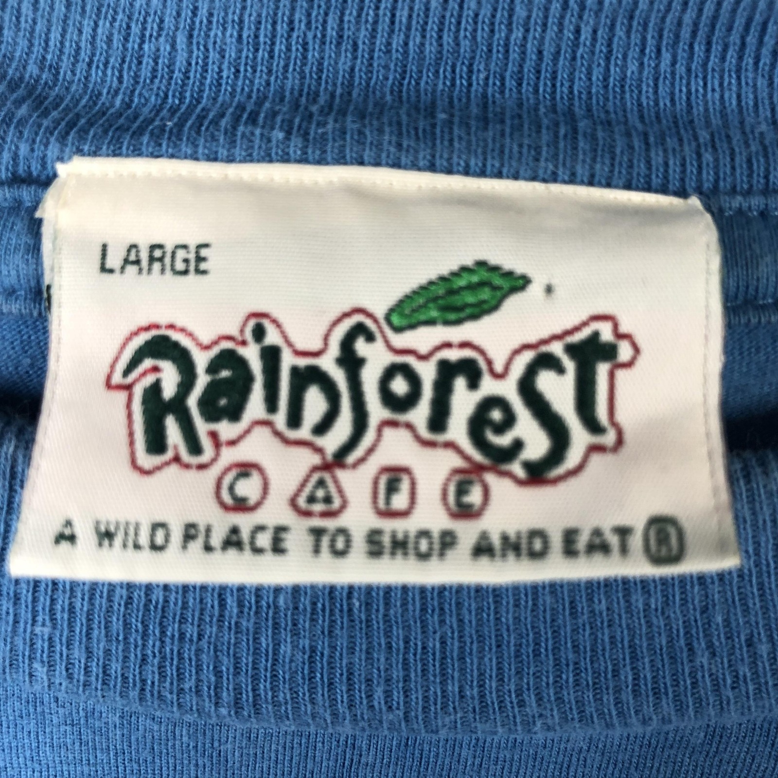 Rainforest Cafe Shirt Mens Large Blue London Frog Embroidered Logo Souvenir Tee gallery