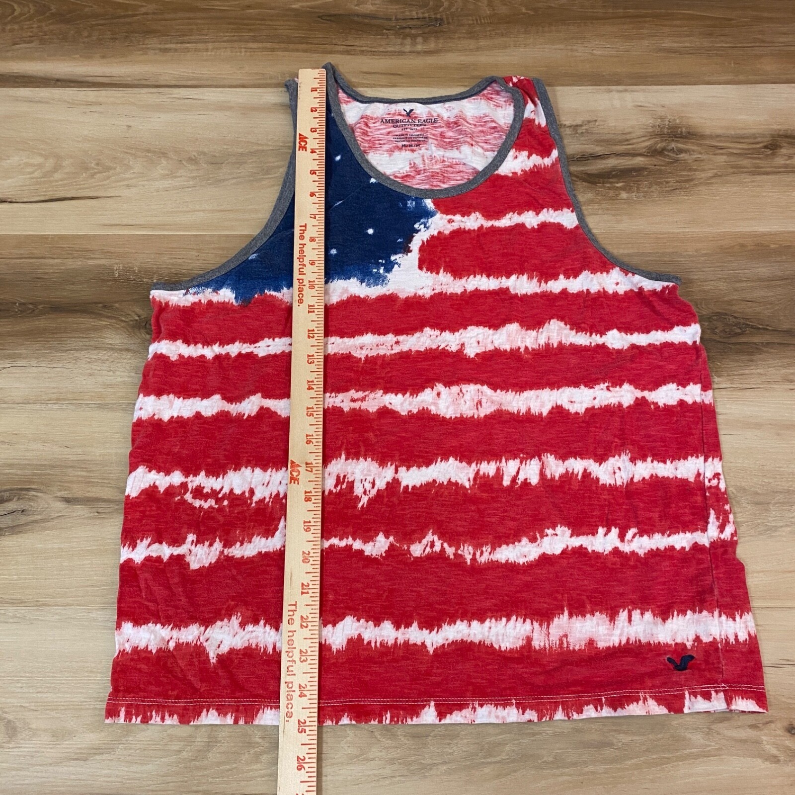 American Eagle Tank Top Mens Medium USA Flag Tie Dye Cotton Heritage Red White gallery
