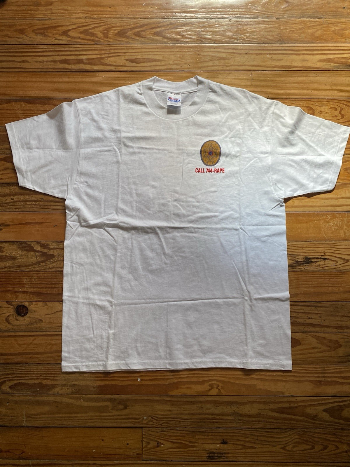Hanes Beefy T-Men's Vintage 1990s Tulsa Sheriff “Stop Violence Against Women” XL gallery