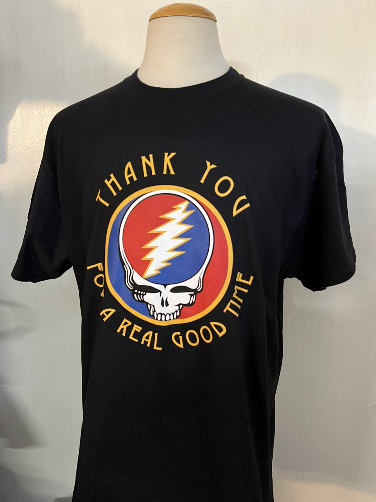 GRATEFUL DEAD (2018) "Thank You For A Real Good Time" Bolt Skull T-Shirt L/XL gallery