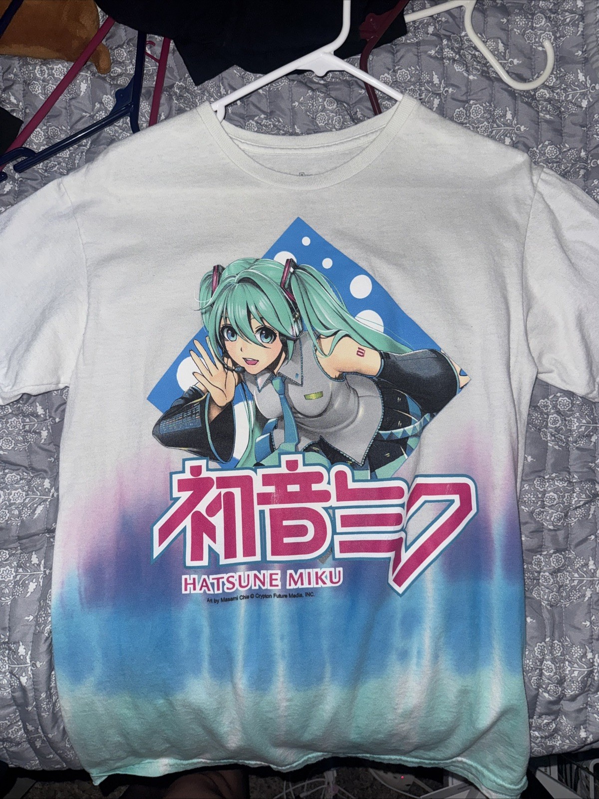 Hatsune Miku T Shirt White Graphic Anime Small/Medium Cotton Short Sleeve Size