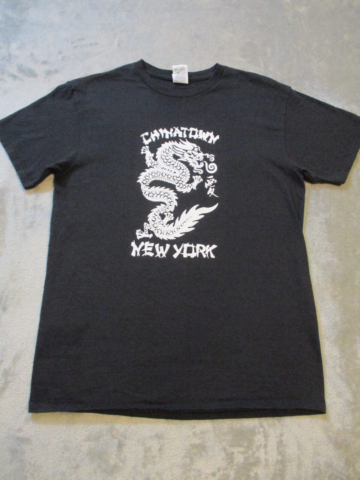 Vintage Chinatown New York Shirt Mens Medium Black White Dragon China Town gallery