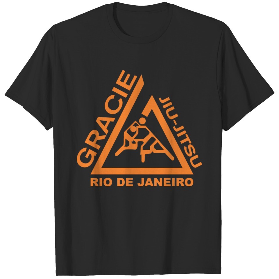 Gracie Jiu- Jitsu Fighter Rio De Janeiro T shirt Tee MMA Orange gallery
