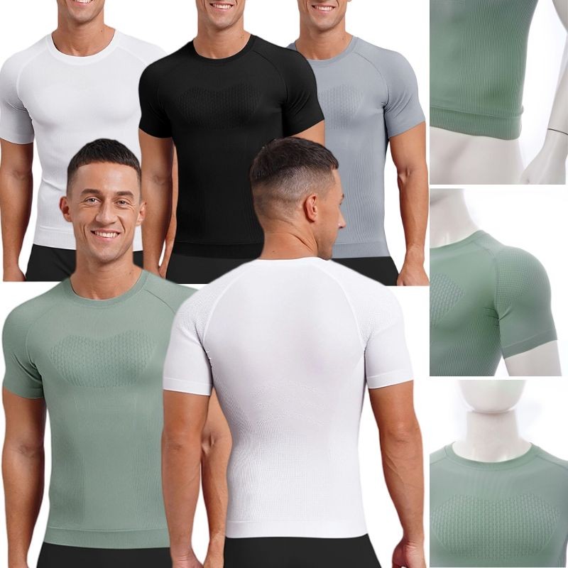 Men T-shirt Muscle Undershirts Quick Drying Shirt Performance Tees Sports Gym gallery