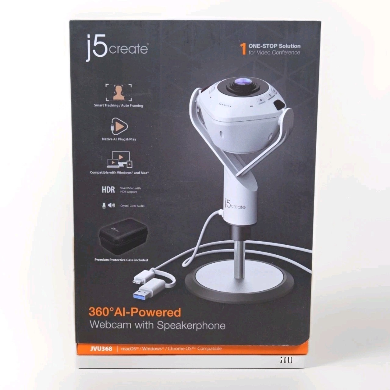 J5Create JVU368 360 Degree AI Powered Conference Camera With Speakerphone