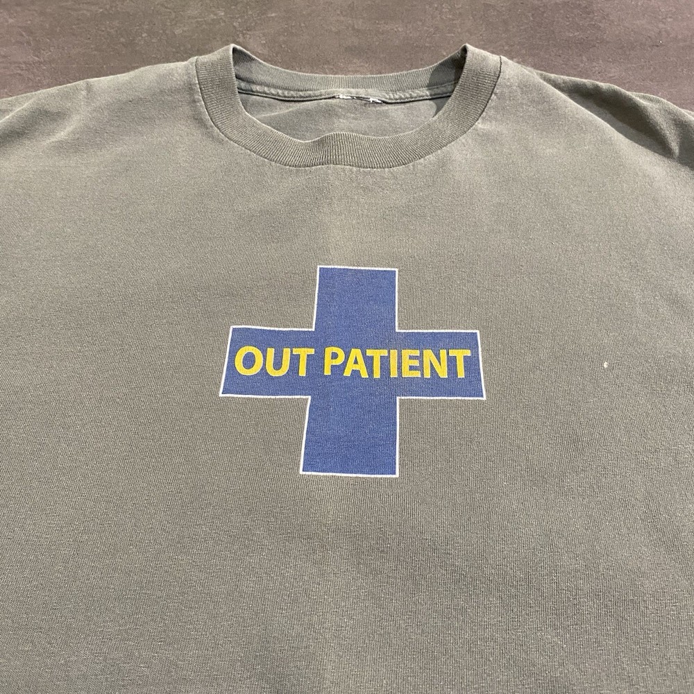 Vintage 90s y2k Out Patient Graphic Print Green T Shirt XL Men’s Funny Humor