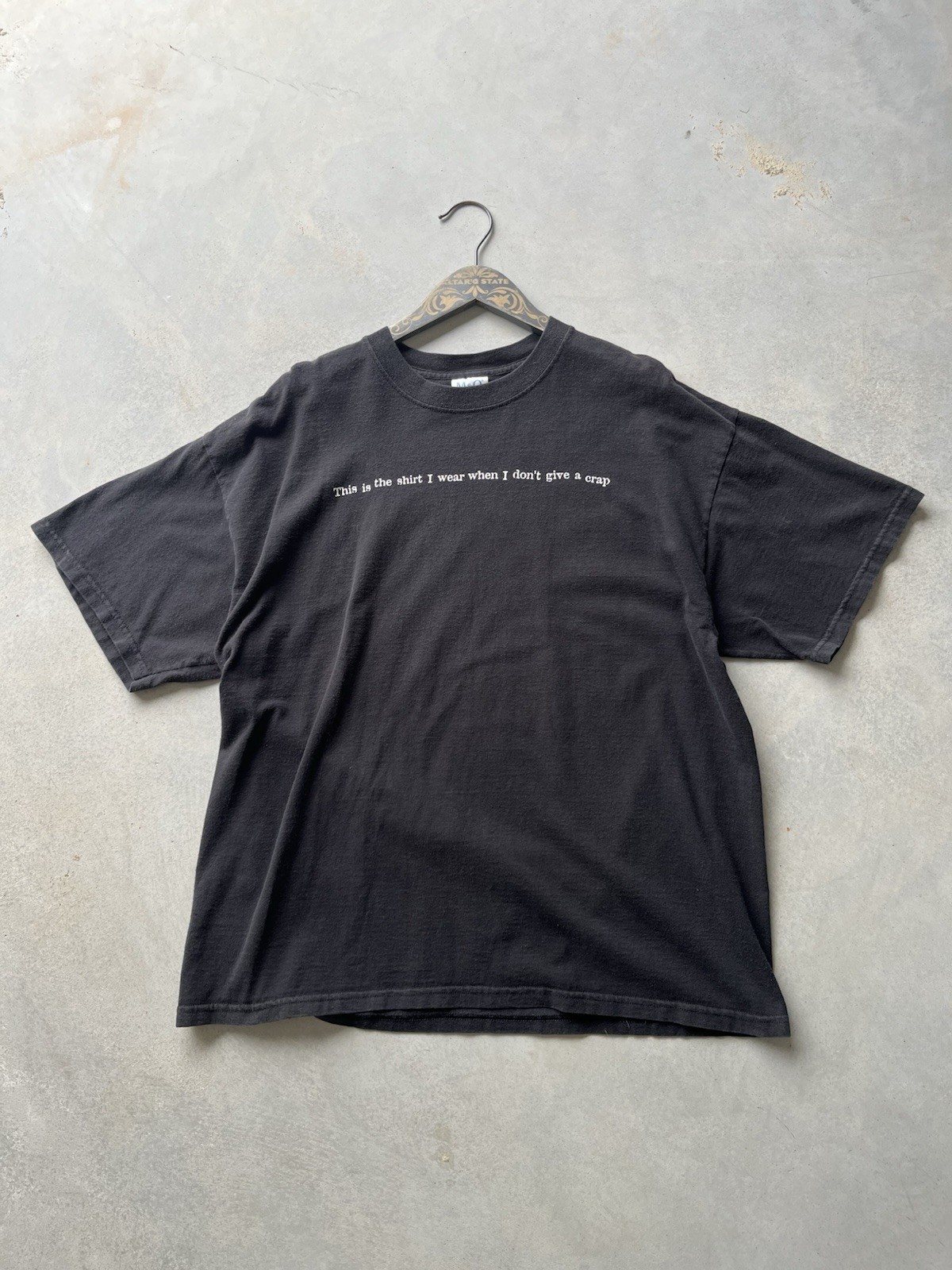 Black T-Shirt Tee Graphic Humor Vintage Y2K 2000s Funny Spell Out Size XL