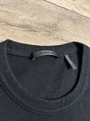 Helmut Lang Crinkle Crumple Logo Luxury Designer Black Tee Authentic Size Large