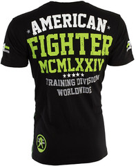 AMERICAN FIGHTER Corner Black Neon Green Athletic Mens Crewneck T-shirt S-3XL
