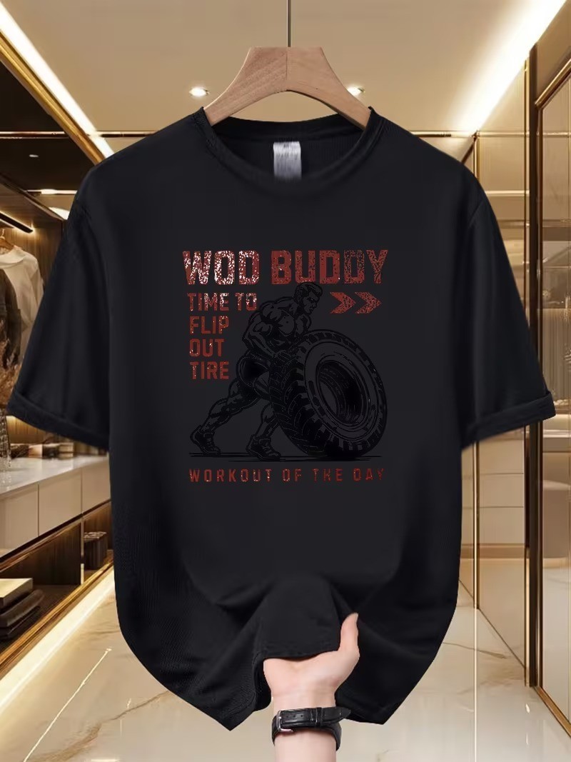 Men'S Graphic T-Shirt - WOD Buddy Workout Motivation, Soft And Breathable, 100% gallery