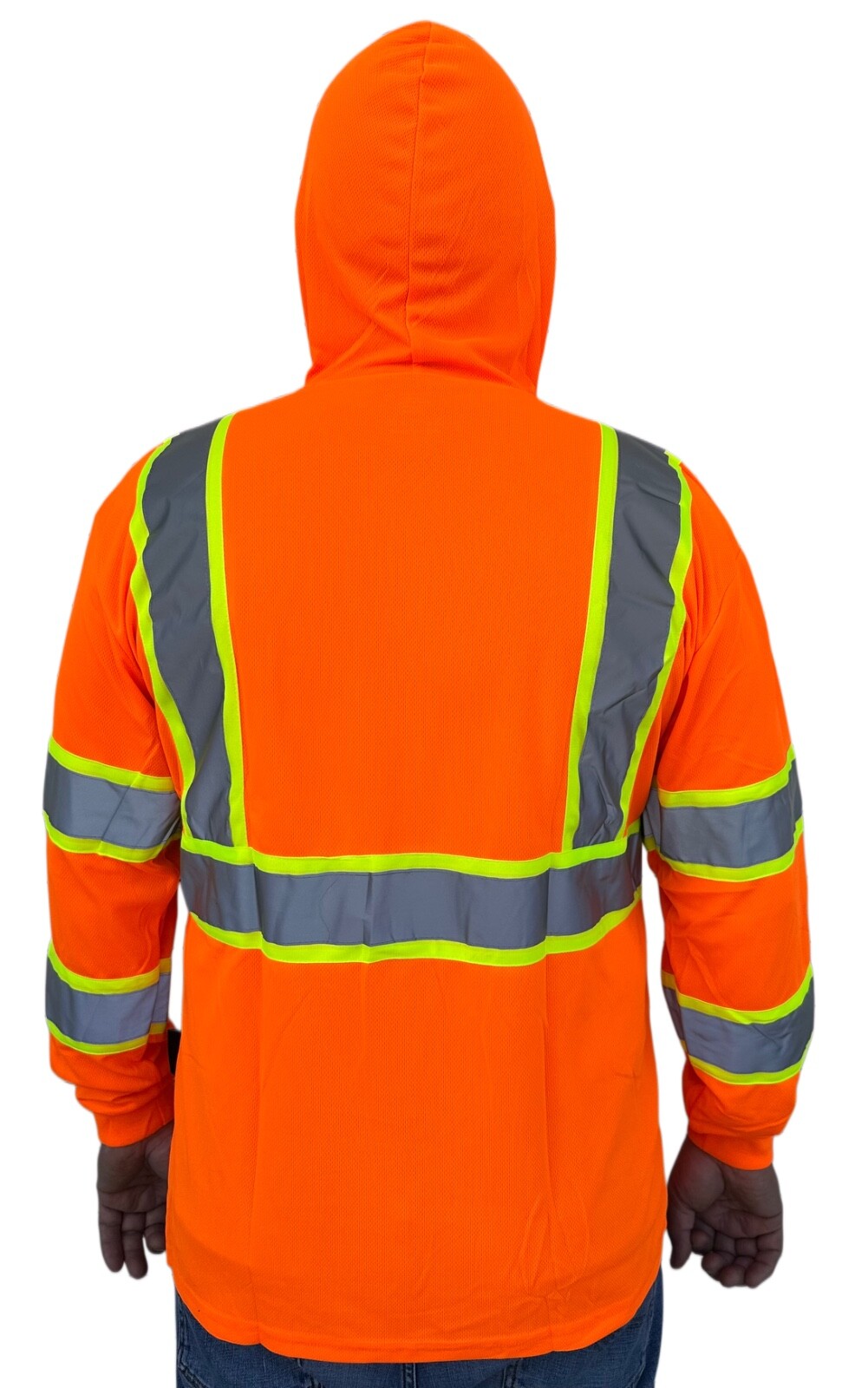 Hoodie Orange High Visibility Safety Shirt With Reflective Stripes gallery