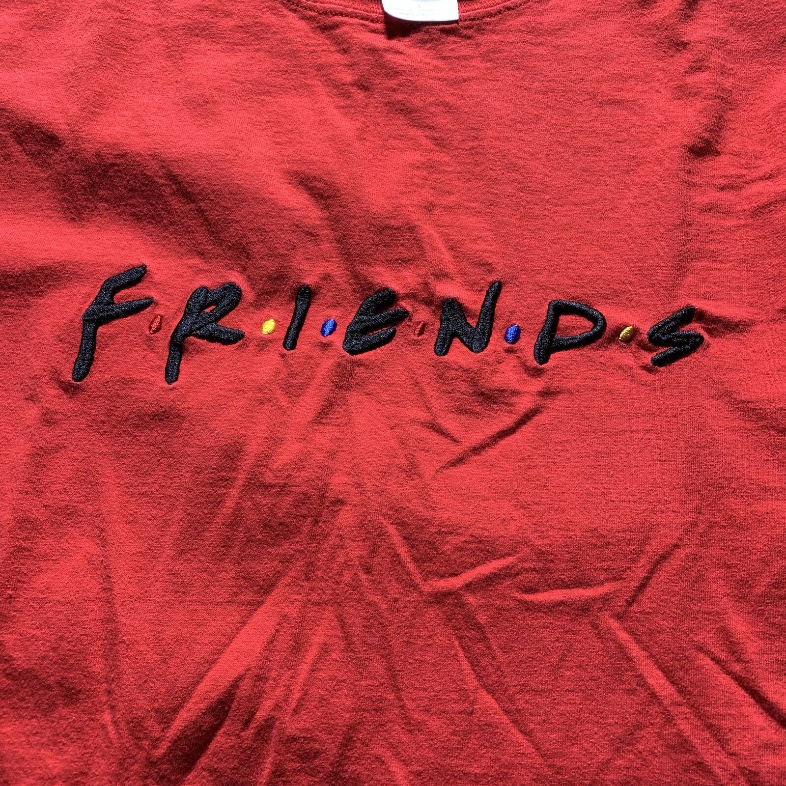 Friends TV Show NBC Experience Store Shirt LARGE Red Embroidery VTG Long Sleeve