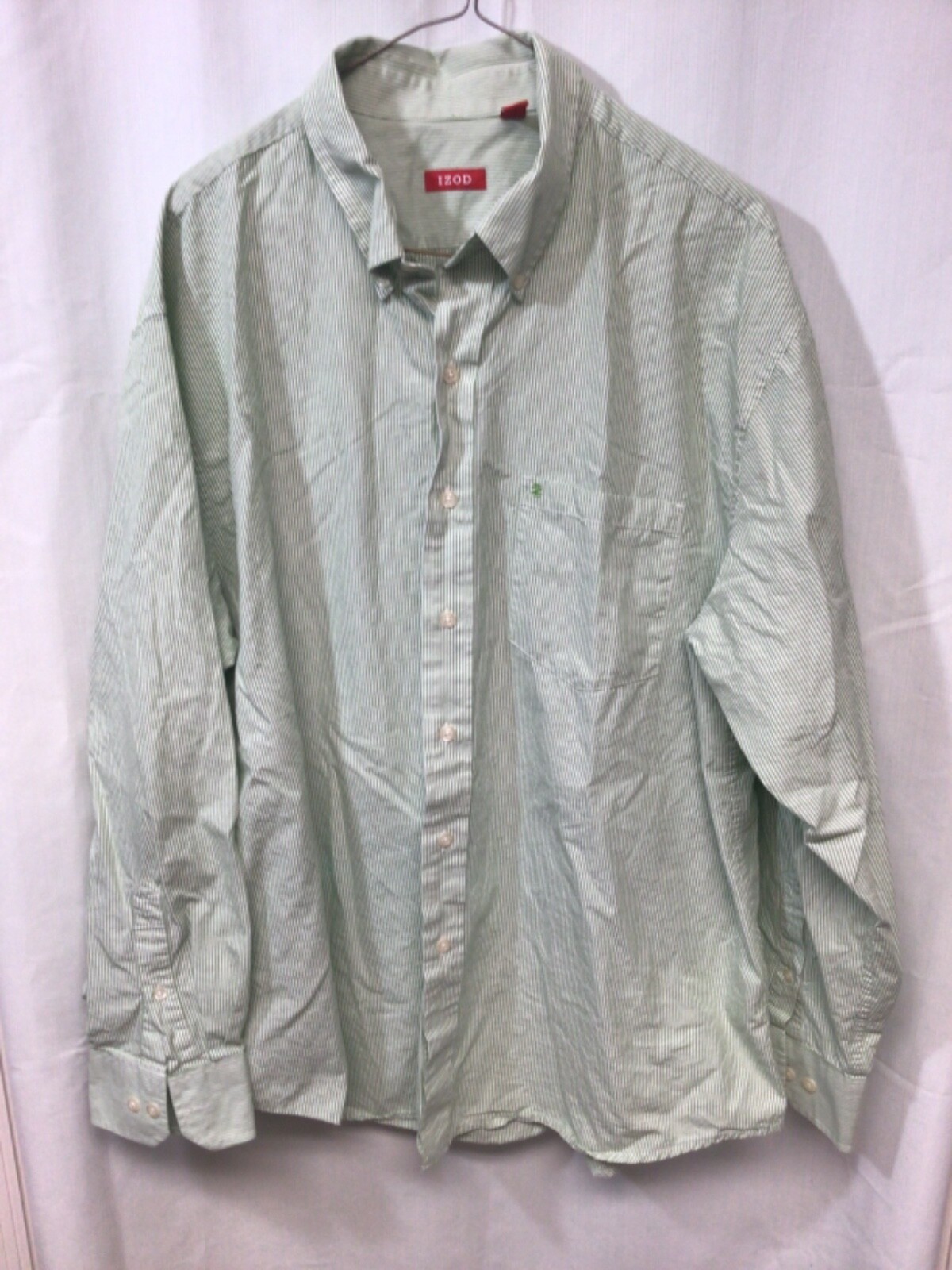 IZOD Green Stripe XL Long Sleeve Button Up Shirt B5