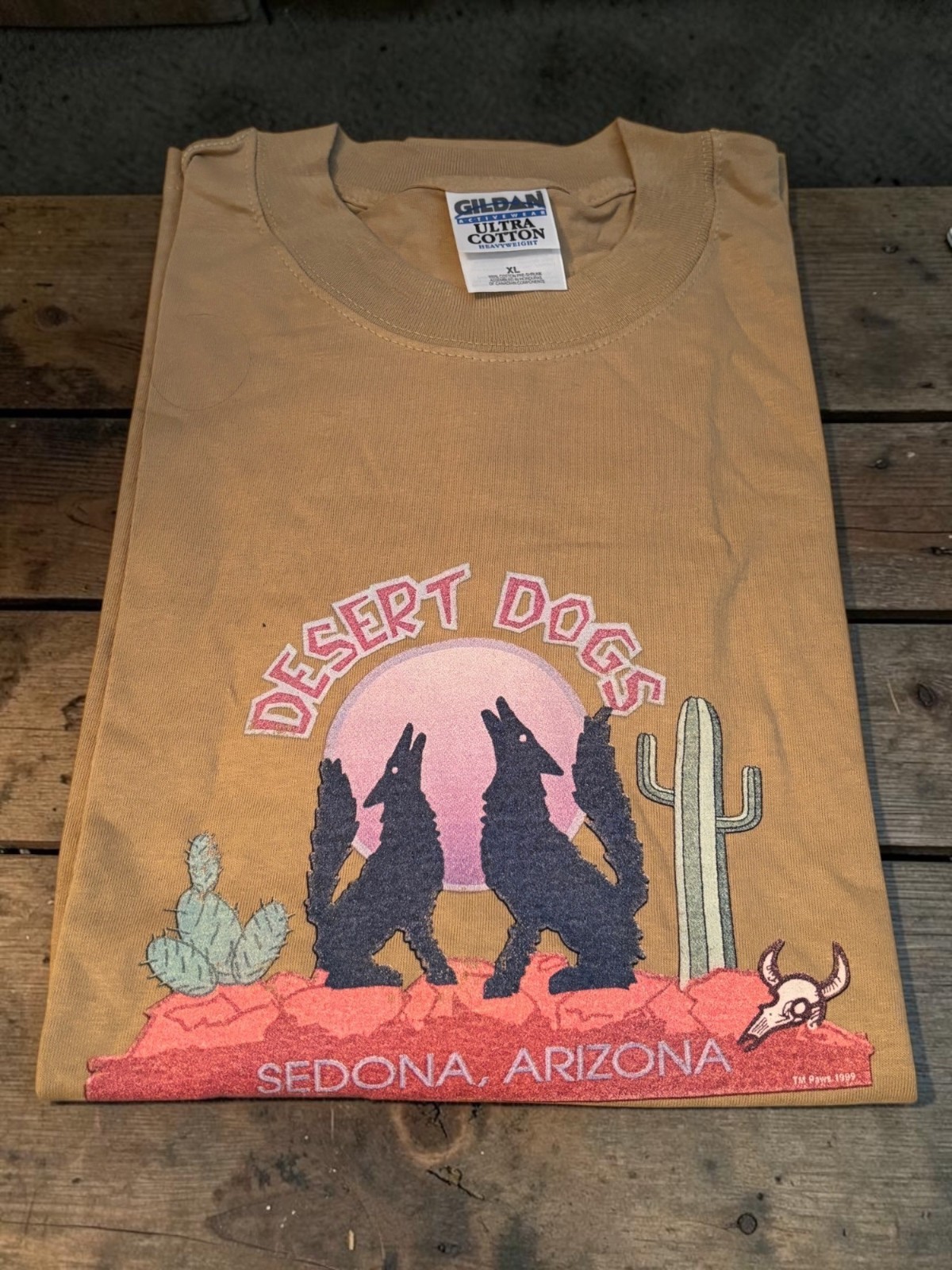 Desert Dogs Sedona Arizona Tan Graphic T-Shirt Gildan Ultra Cotton XL new