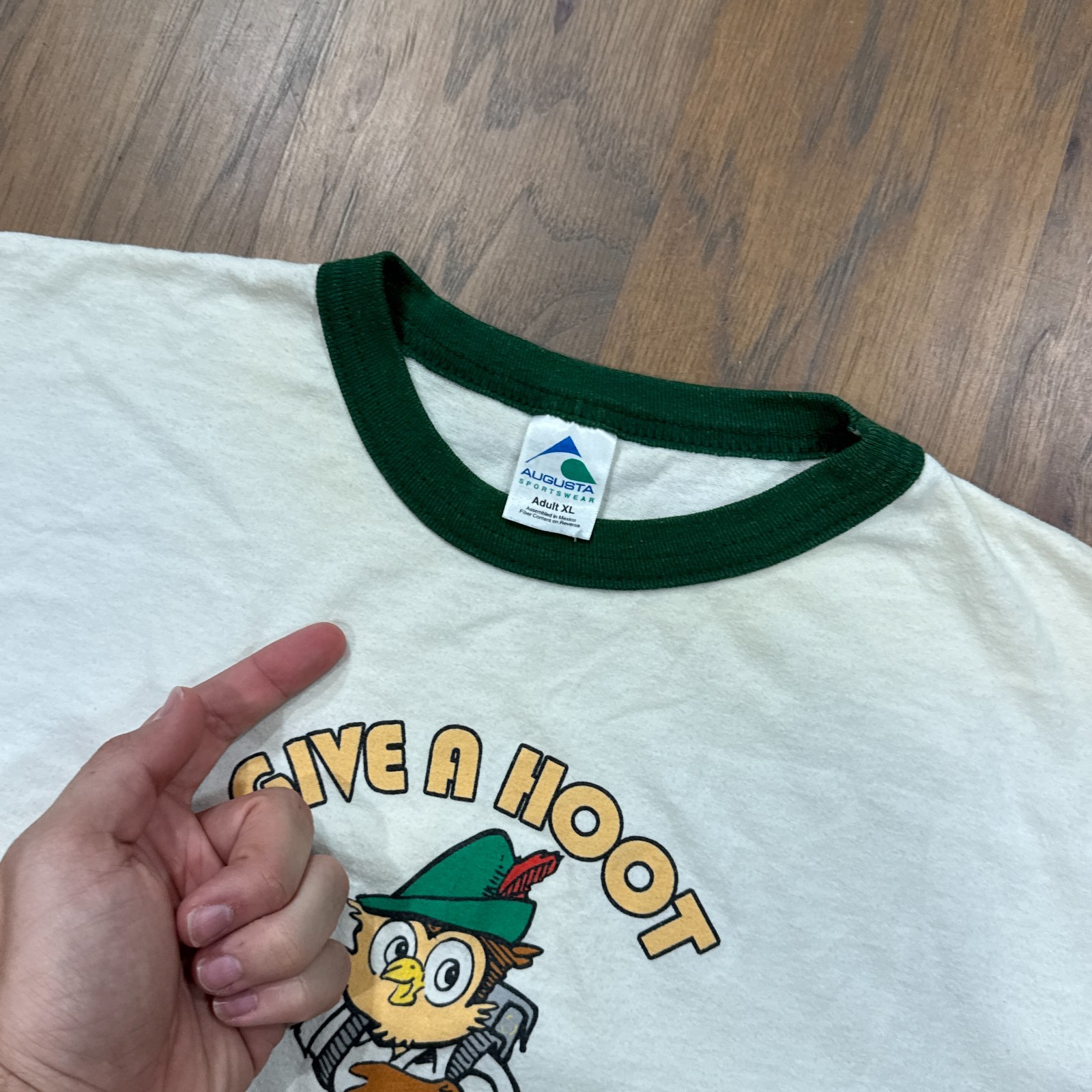 Vintage US Forest Service Shirt Men XL White Owl Hoot Pollute Graphic Ringer Y2K gallery