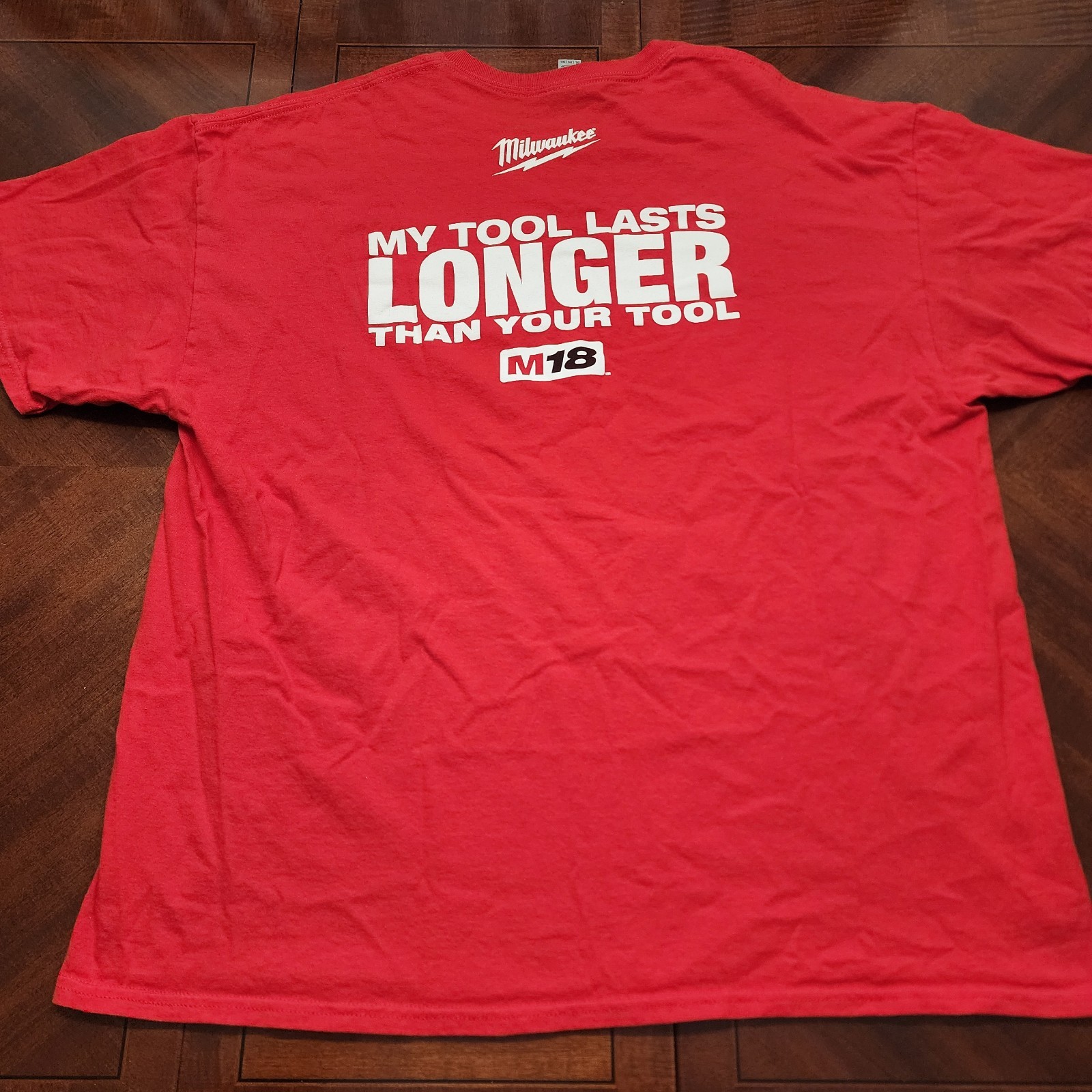 Milwaukee Tools Men’s 2XL T-Shirt Cotton Red My Tool Last Longer Than Your Tool