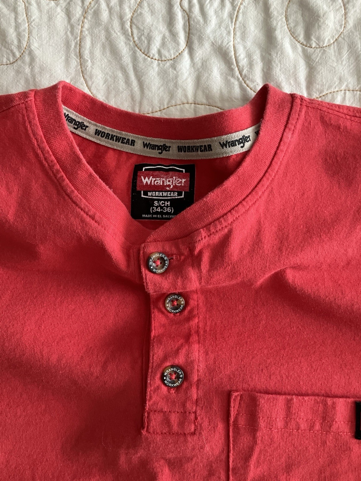 Wrangler Workwear Men's Pocket T-Shirt Size Small S 34-36 Red Tee gallery