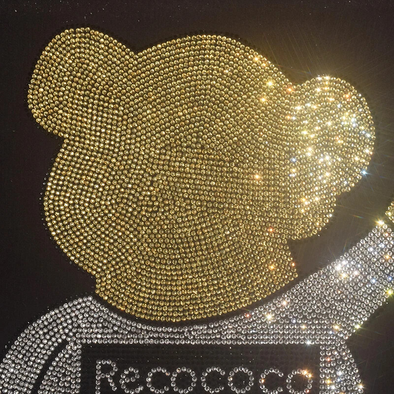 New Fashion Diamond Rhinestones Bear Short Sleeve Luxury Men Black T-Shirt gallery